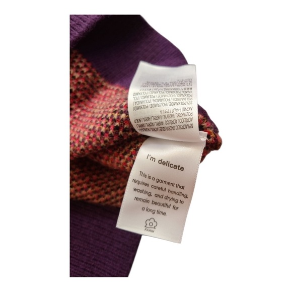 NWOT FARM Rio Striped Colorful Patchwork Sweater Size Small - Picture 13 of 13